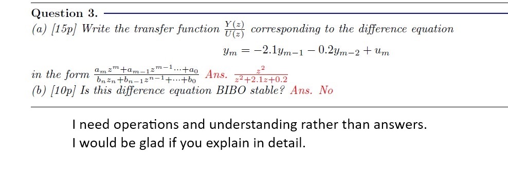 Solved (a) [15p] Write the transfer function U(z)Y(z) | Chegg.com