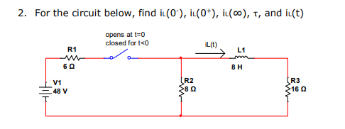 Solved 2. For the circuit below, find iL(0