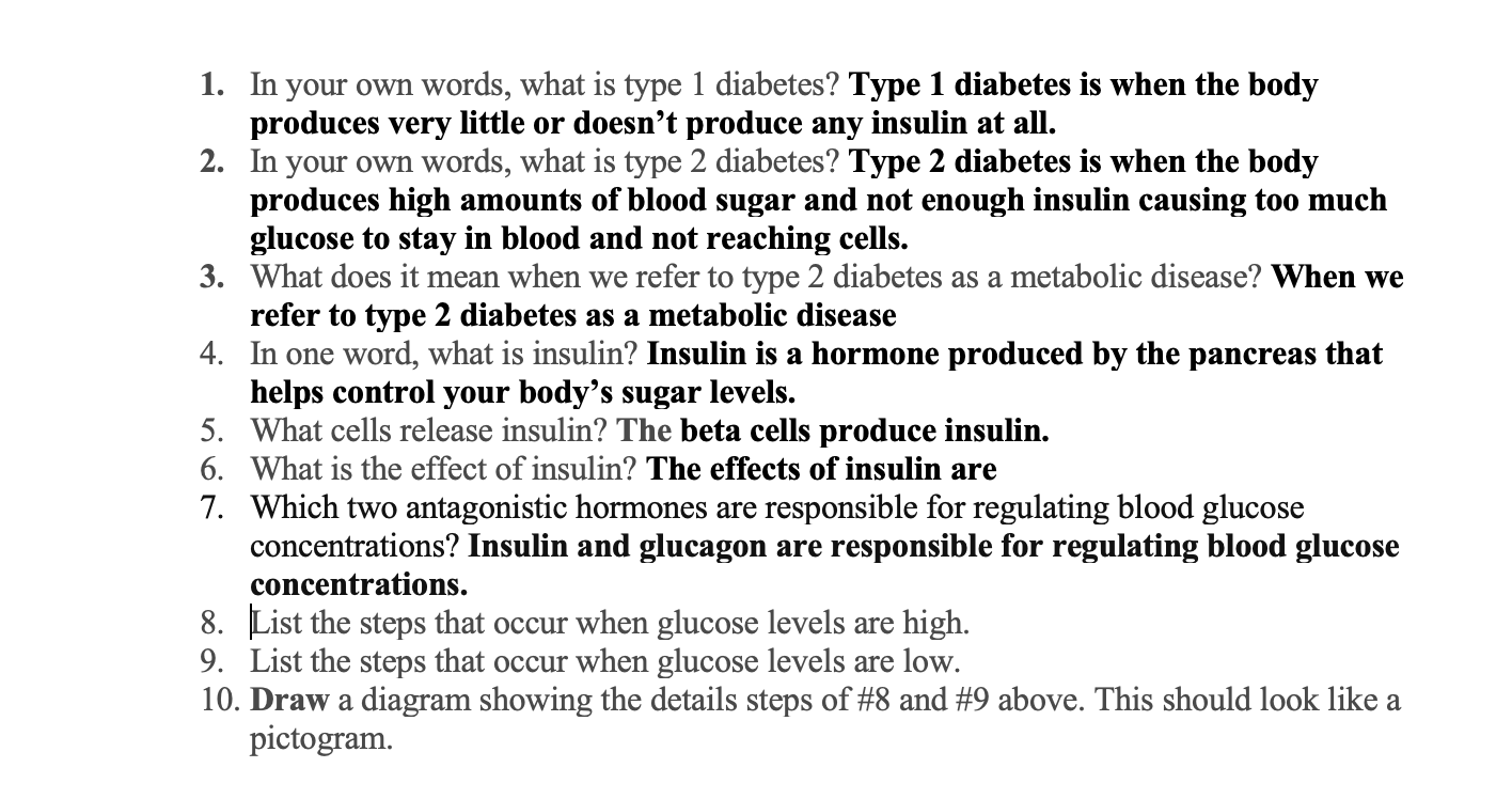 Solved 1. In your own words, what is type 1 diabetes? Type 1 | Chegg.com