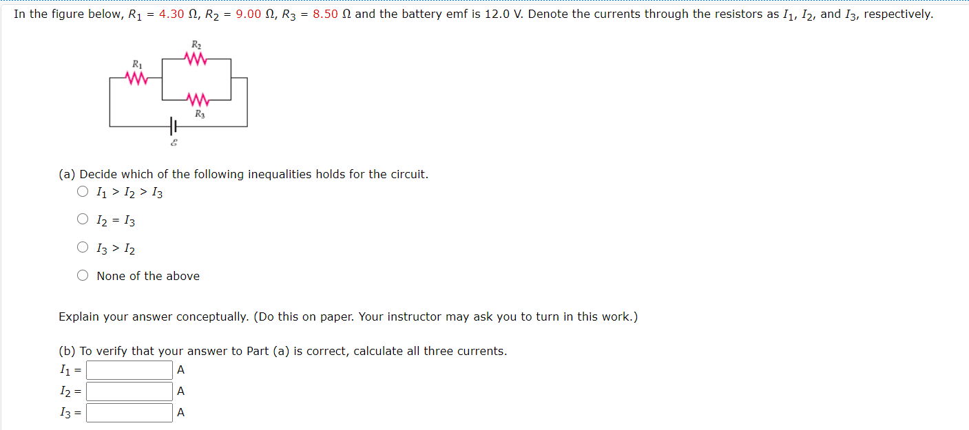 Solved In The Figure Below, R1 = 4.30 , R2 = 9.00 12, R3 = 