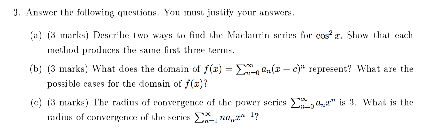 Solved 3. Answer the following questions. You must justify | Chegg.com