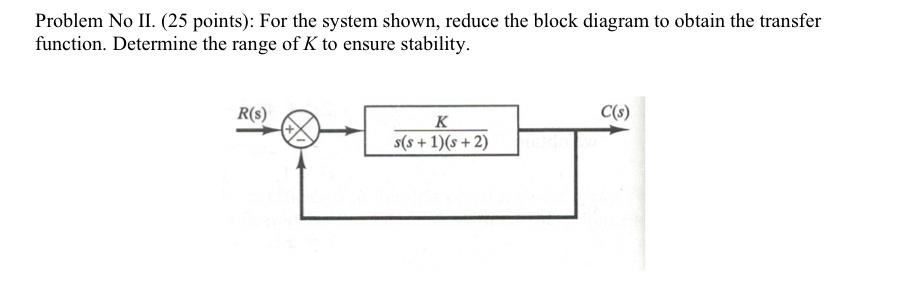 Solved Problem No II. (25 points): For the system shown, | Chegg.com
