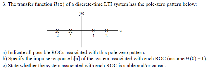 Solved 3 The Transfer Function H Z Of A Discrete Time L Chegg Com