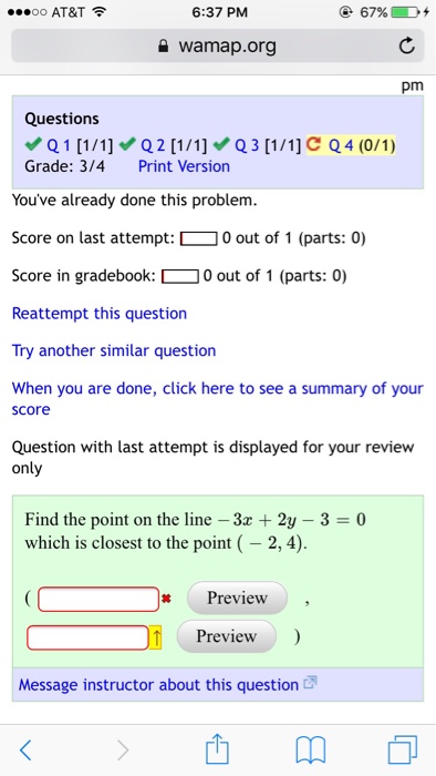 Solved oo AT&T令 6:37 PM 67% 0 + wamap.org pm Questions | Chegg.com