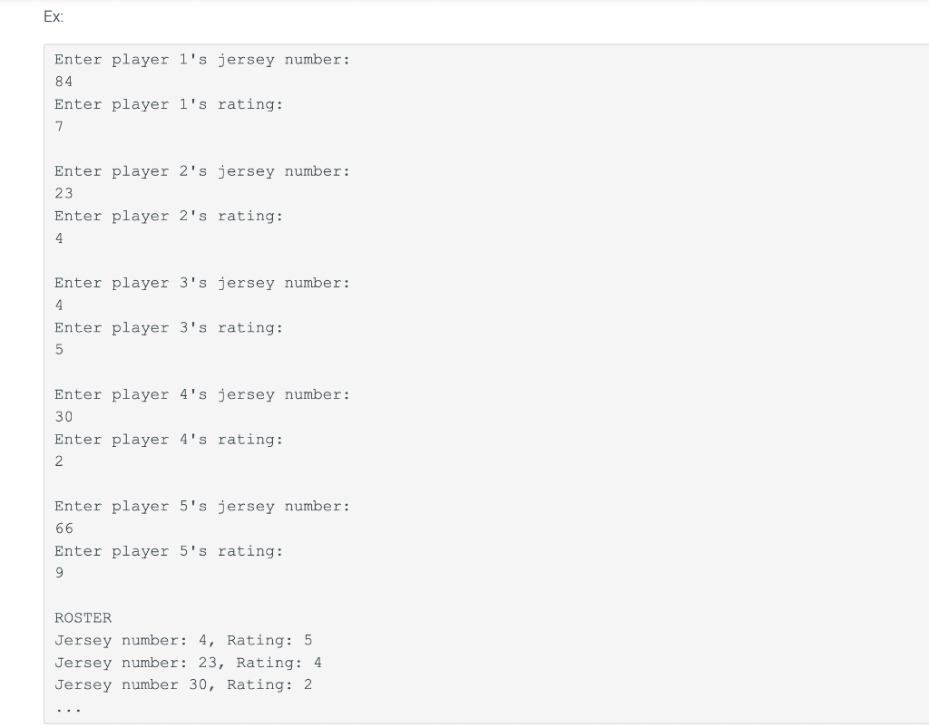 Solved 8.36 LAB*: Program: Soccer team roster (Dictionaries) | Chegg.com