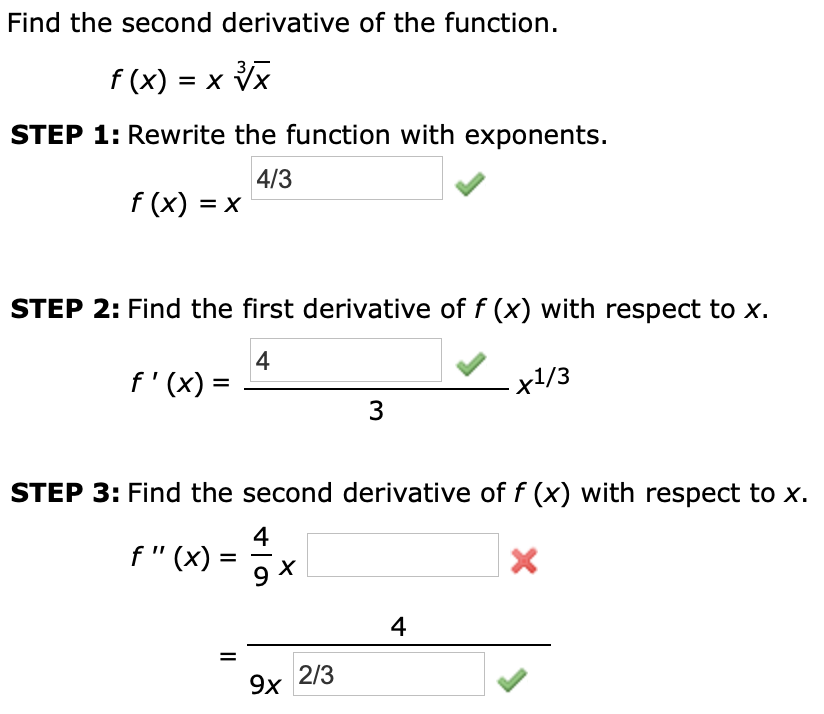 Solved Find The Second Derivative Of The Function Fx X 6109