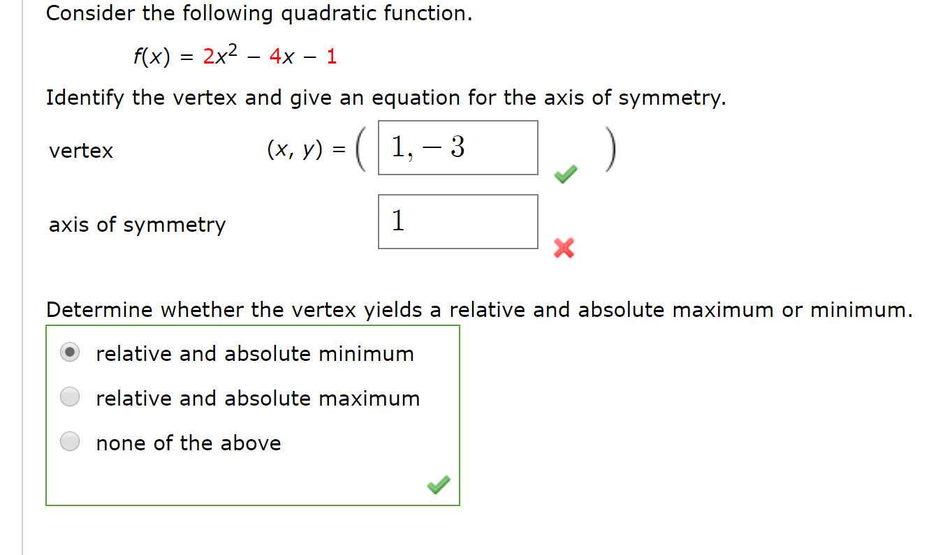 Consider The Following Quadratic Function F X 2x2 Chegg Com
