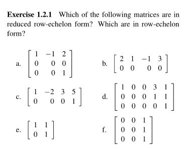 Solved Exercise 1.2.1 Which of the following matrices are in