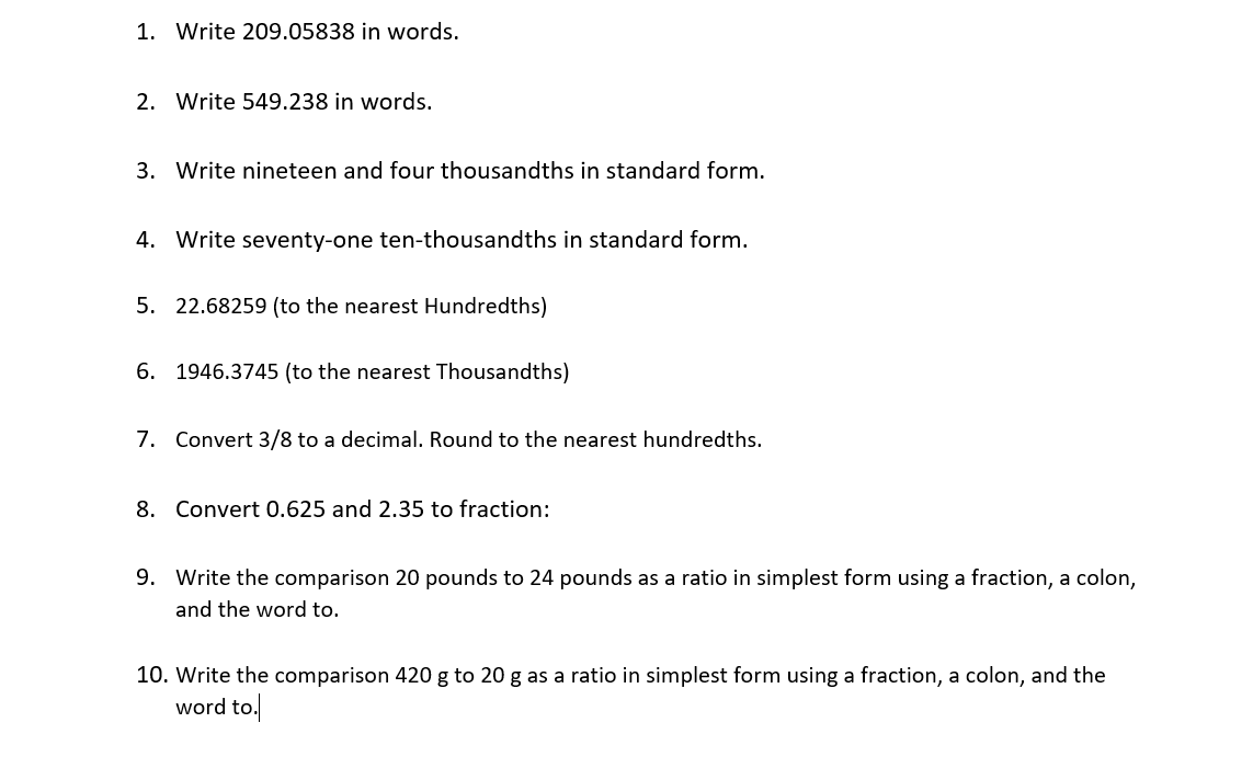 how to write 9 8 in words