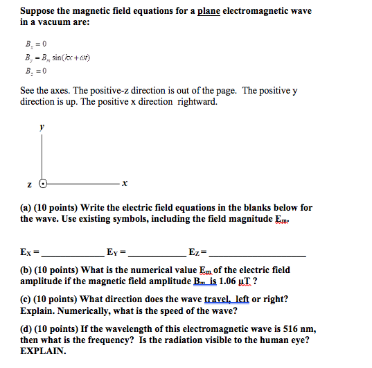 Solved Suppose the magnetic field equations for a plane | Chegg.com
