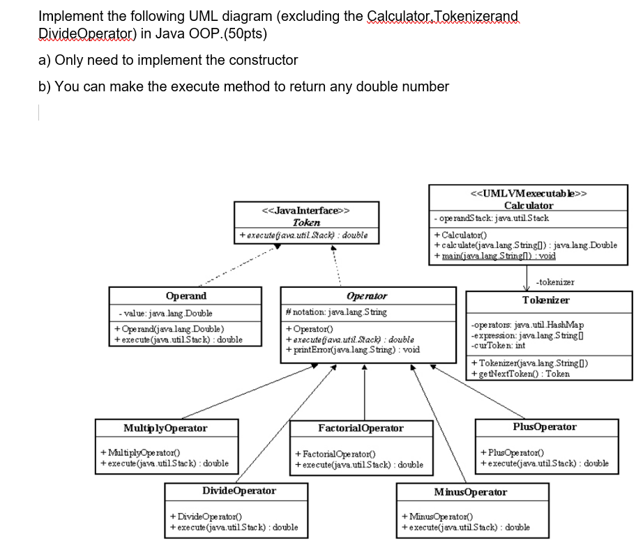 Solved Implement the following UML diagram (excluding the | Chegg.com