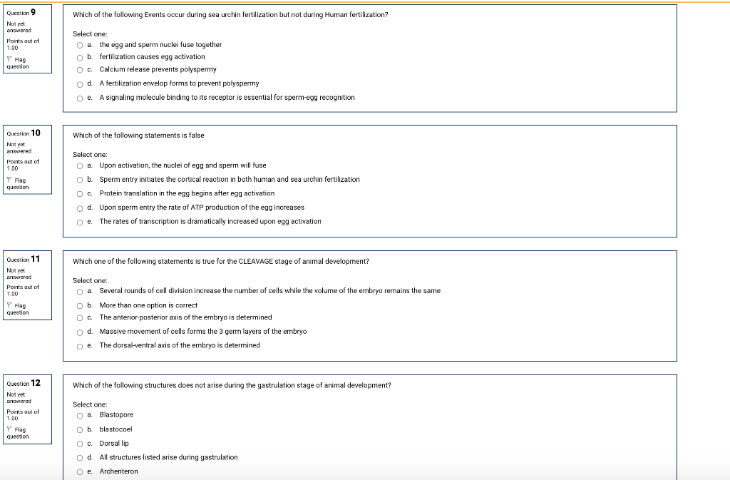 Solved Which of the following Events occur during sea urchin | Chegg.com