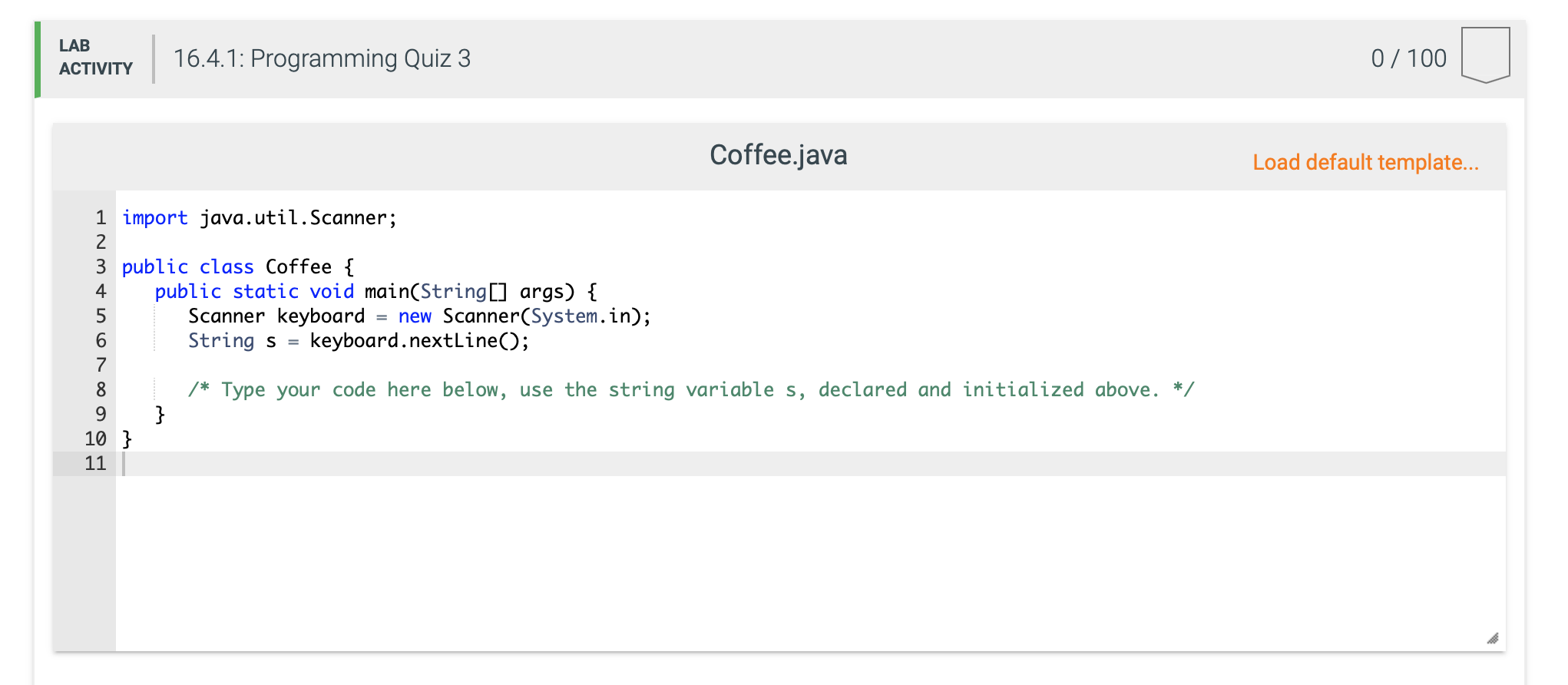 Solved 16.4 Programming Quiz 3 Expand on the given template | Chegg.com