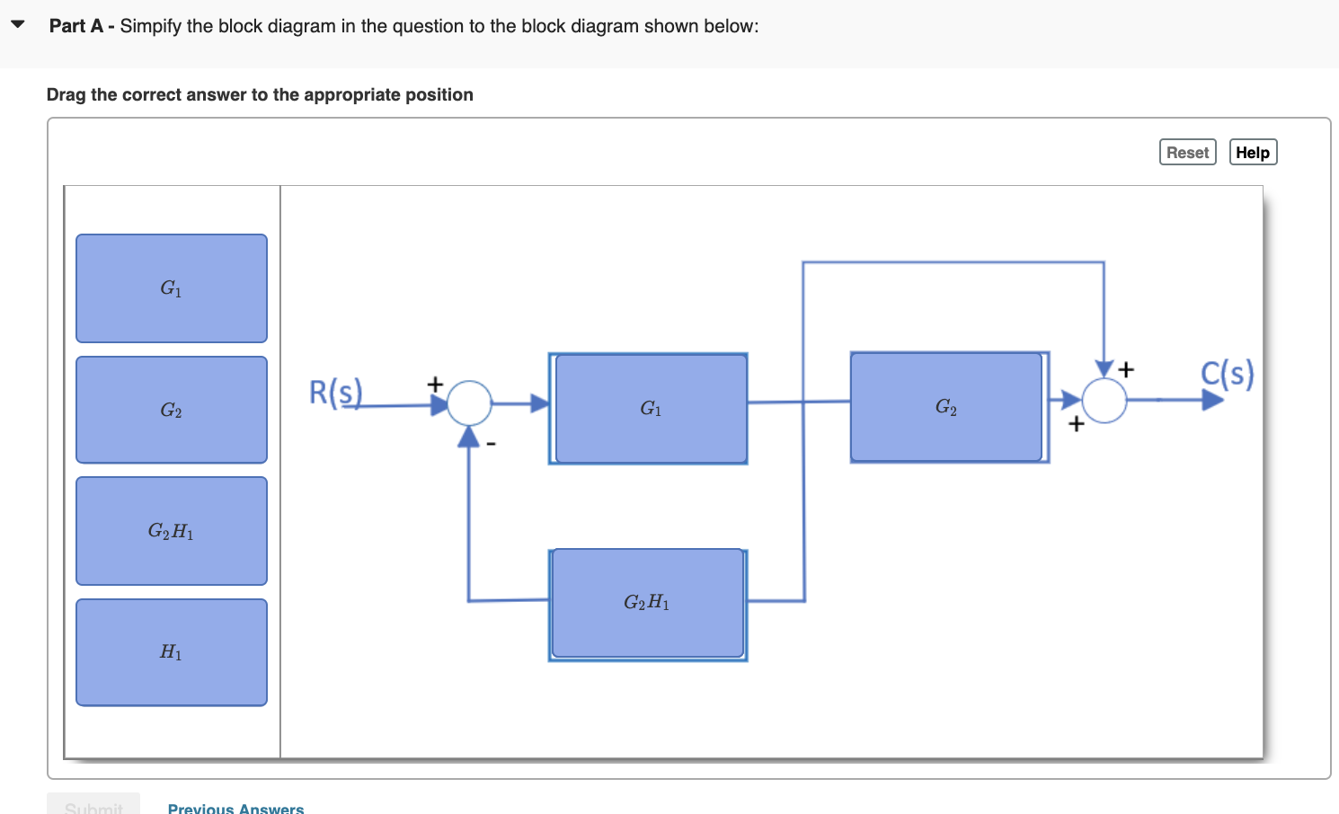 Solved Simplify Using Block Reduction Method + C(s) R(s) G1 | Chegg.com