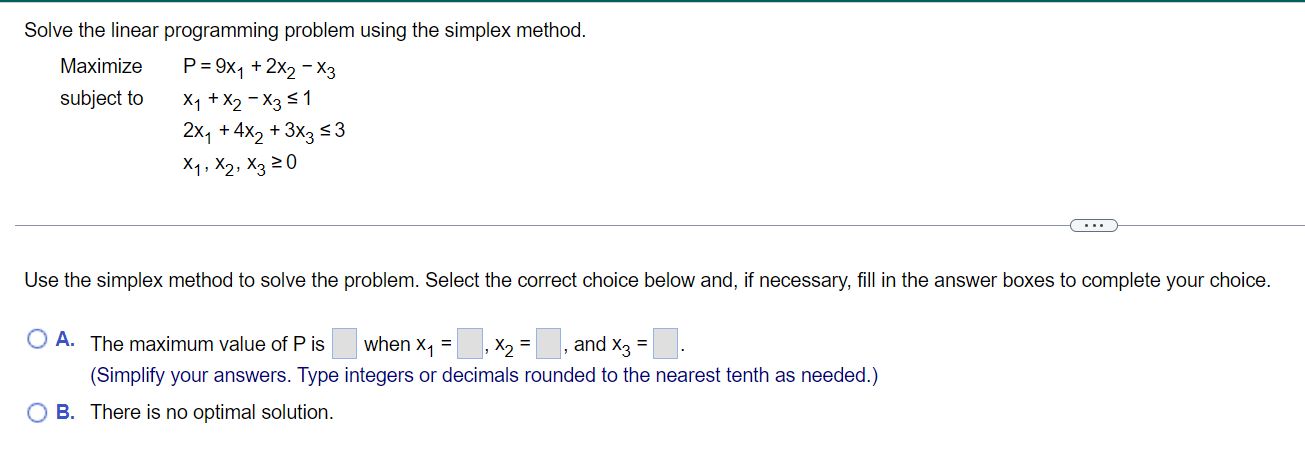 Solved Solve the linear programming problem using the | Chegg.com