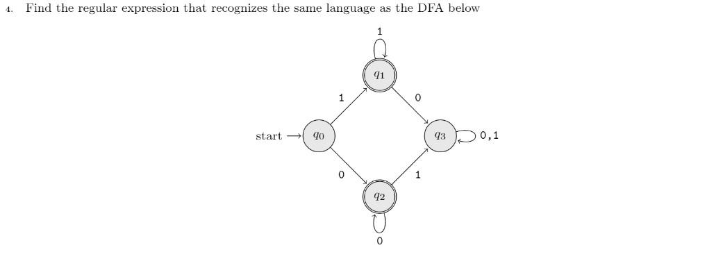Solved 4 Find the regular expression that recognizes the | Chegg.com