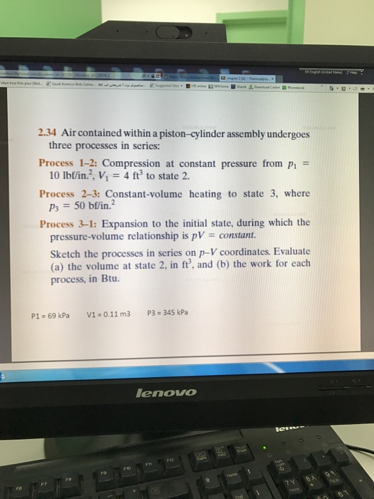 Solved Air contained within a pistoncylinder assembly