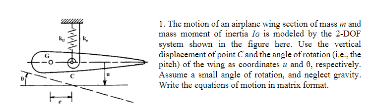 Solved 1. The motion of an airplane wing section of mass m | Chegg.com