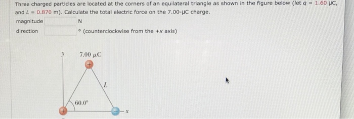 Solved Three Charged Particles Are Located At The Corners Of 4000