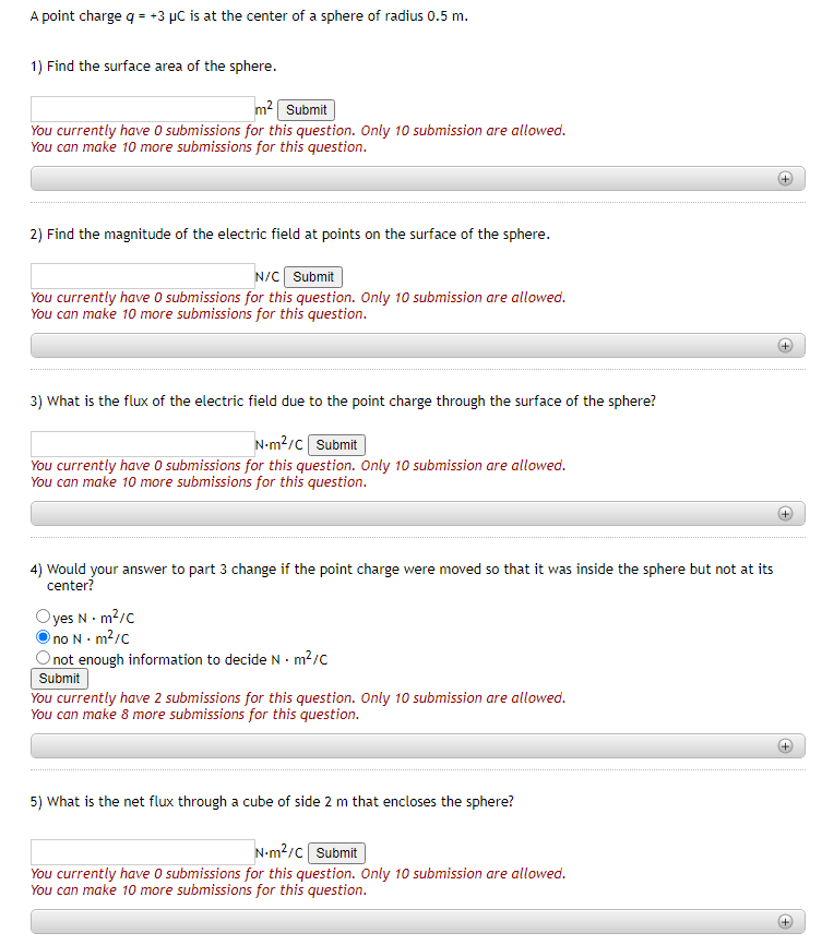 Solved A point charge q = +3 C is at the center of a sphere | Chegg.com