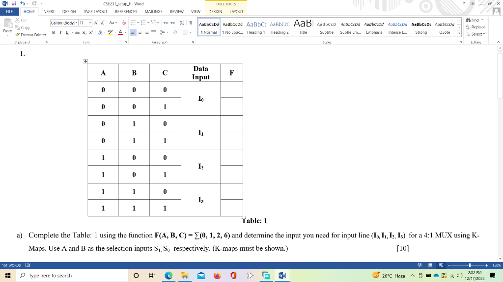 Solved a) Complete the Table: 1 using the function | Chegg.com