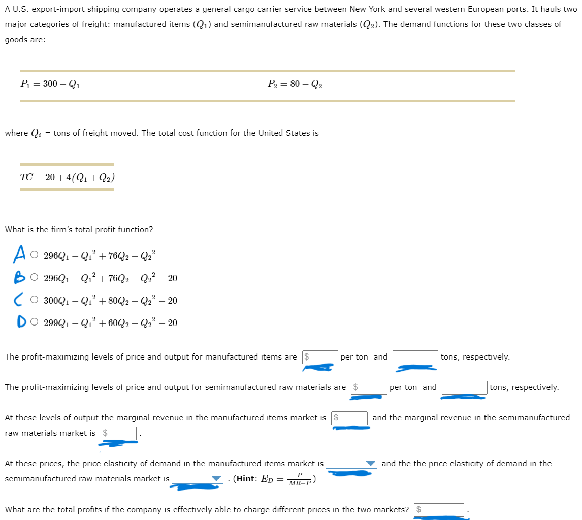 Solved A U.S. export-import shipping company operates a | Chegg.com