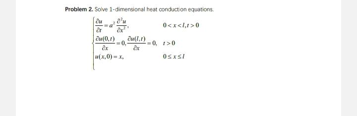 Solved Problem 2. Solve 1-dimensional heat conduction | Chegg.com