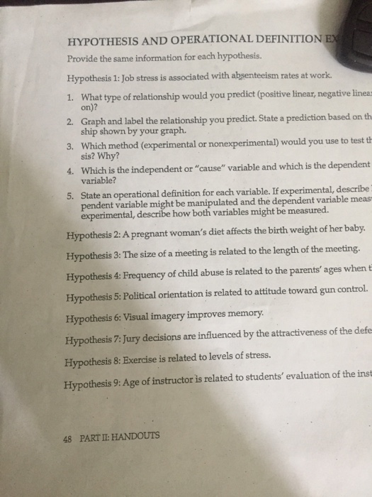 meaning of operationalize hypothesis