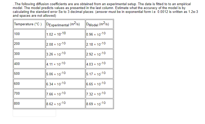 Solved .. The following diffusion coefficients are are | Chegg.com