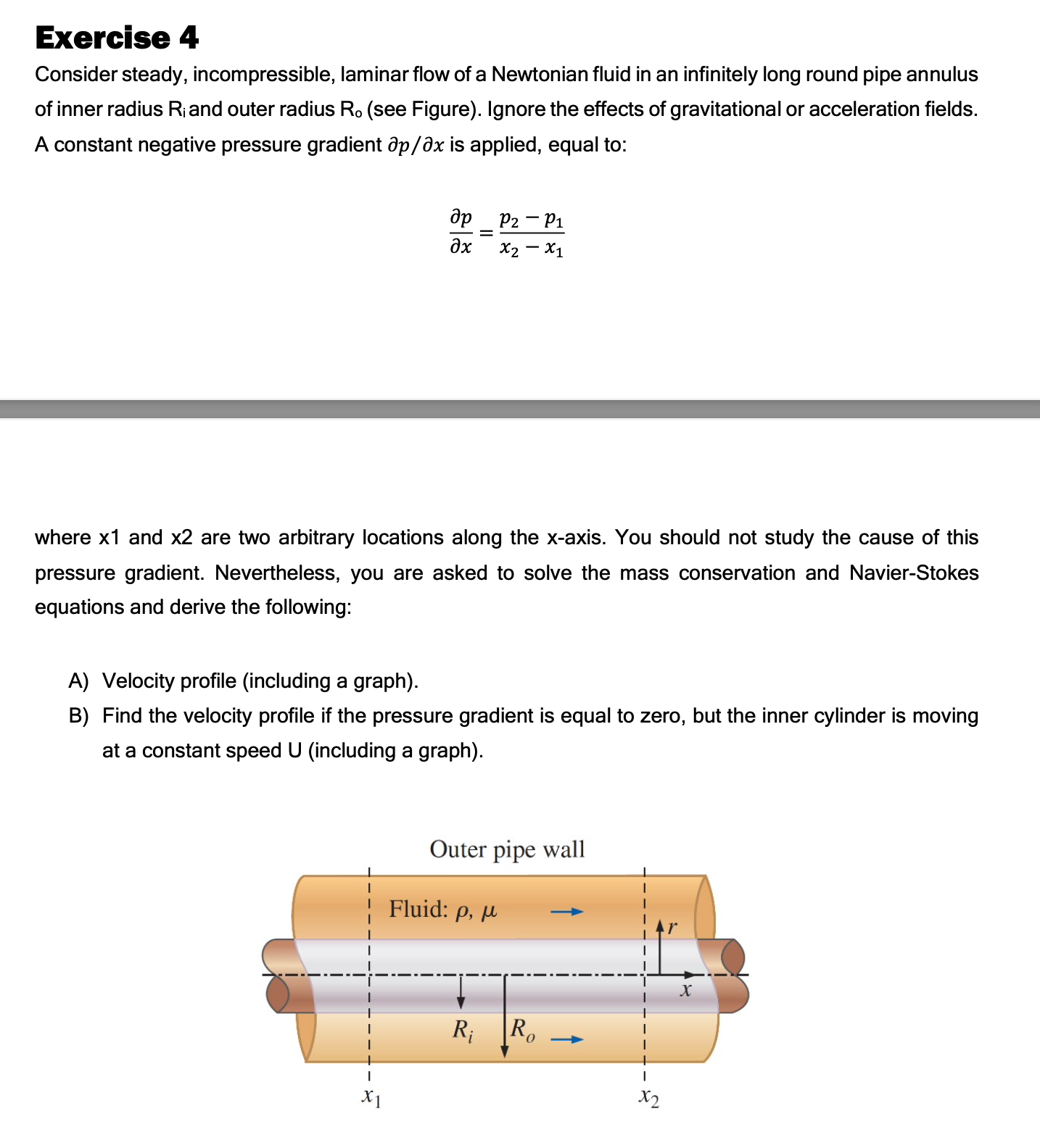 Solved Exercise 4 Consider Steady, Incompressible, Laminar | Chegg.com