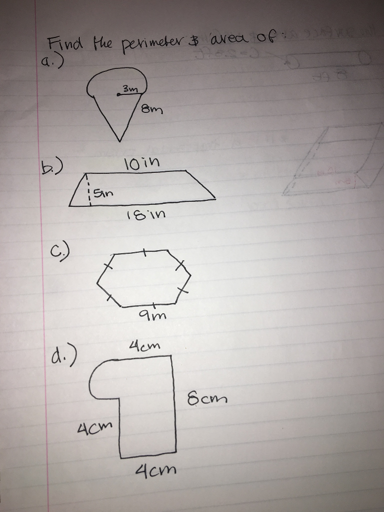 Solved Find the area and perimeter of: | Chegg.com