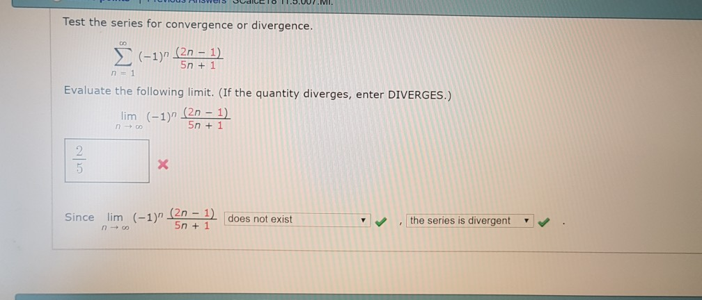 Solved Test the series for convergence or divergence (-1)n | Chegg.com