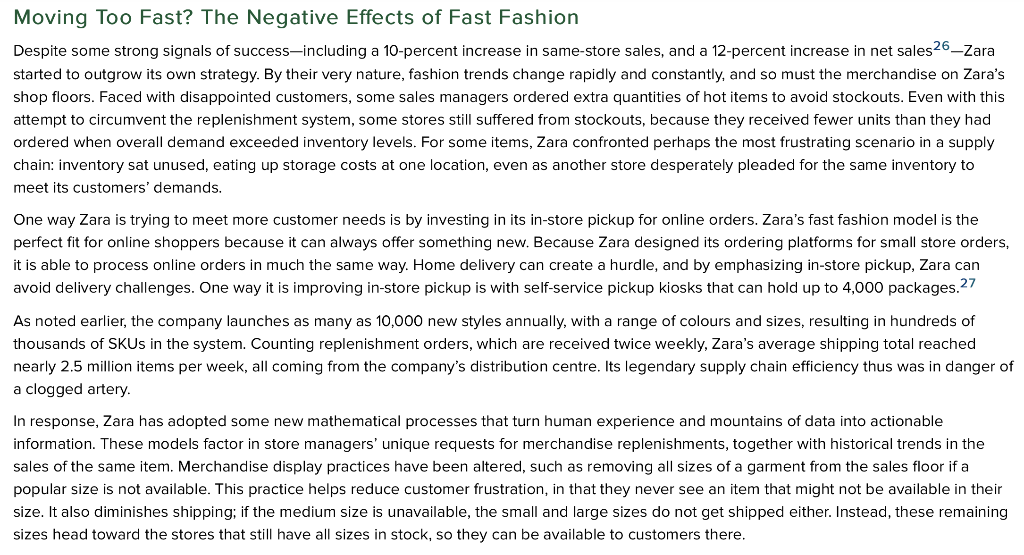 Solved ZARA DELIVERS FAST FASHION23 In the fast fashion | Chegg.com