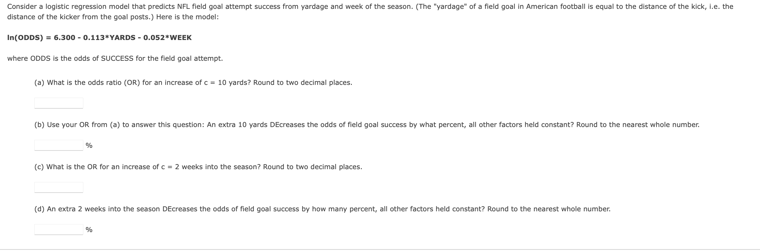Consider a logistic regression model that predicts