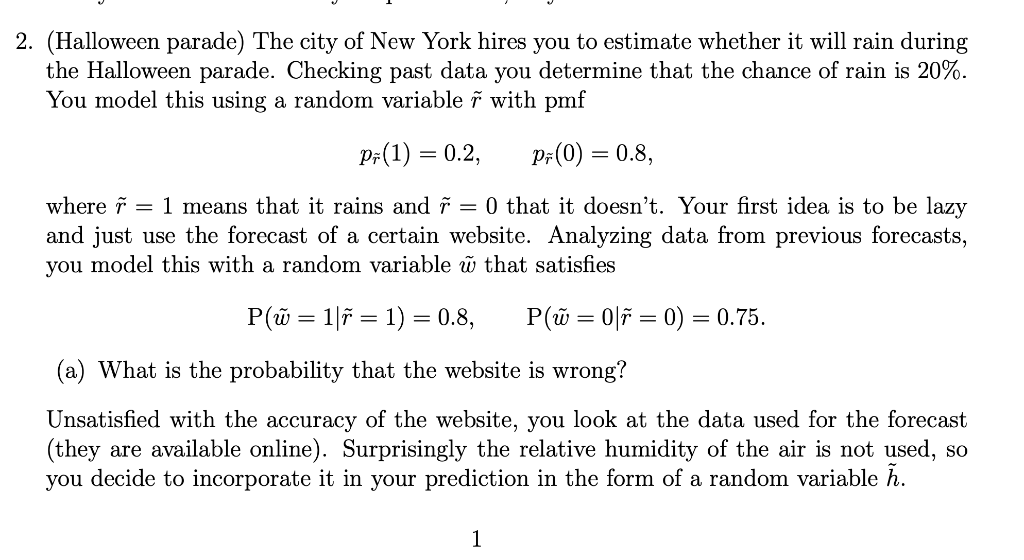 Solved 2. (Halloween parade) The city of New York hires you | Chegg.com