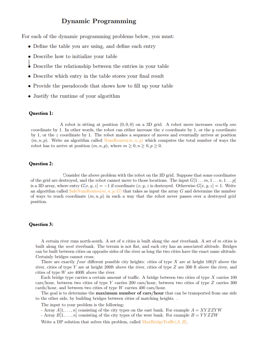 Solved Dynamic Programming For Each Of The Dynamic | Chegg.com
