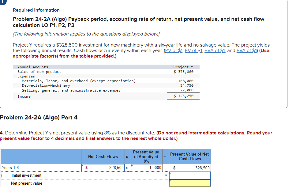 Solved Required information Problem 24-2A (Algo) Payback | Chegg.com