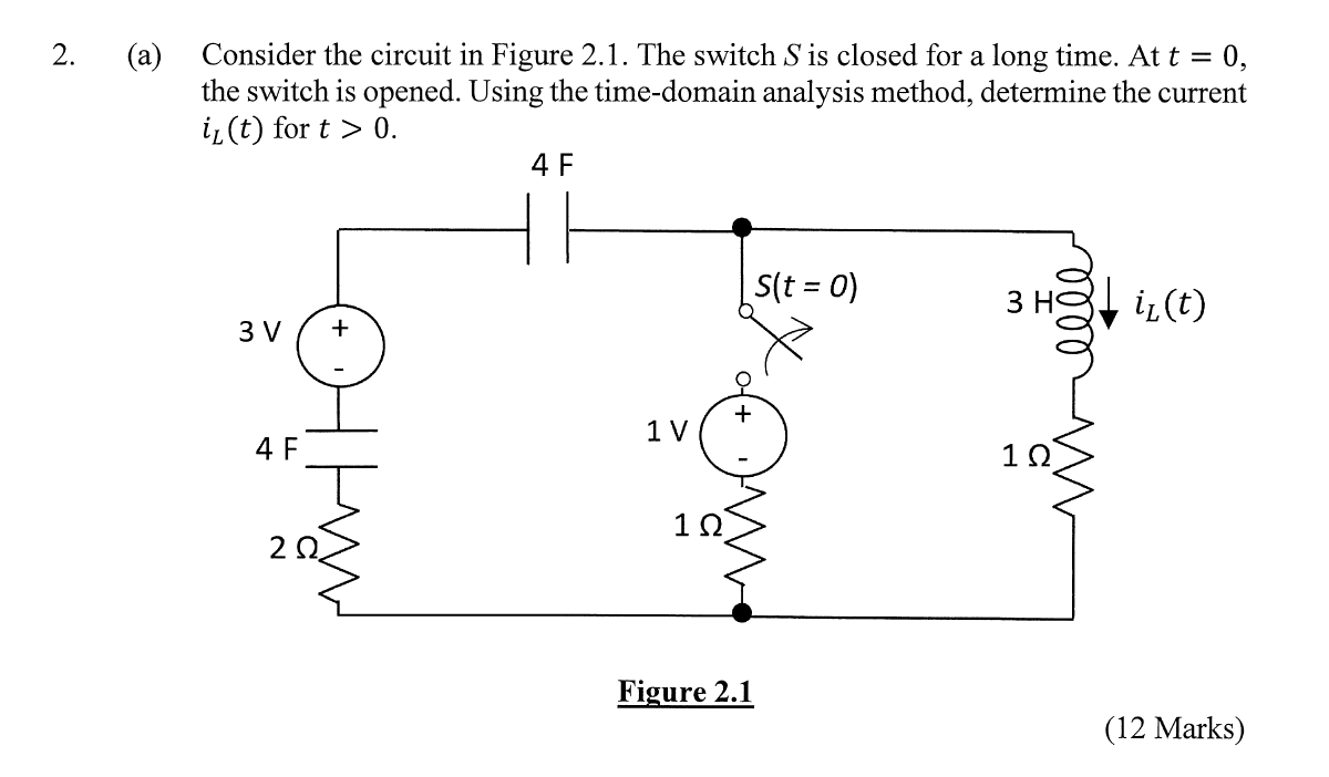 Solved 2. (а) Consider the circuit in Figure 2.1. The switch | Chegg.com