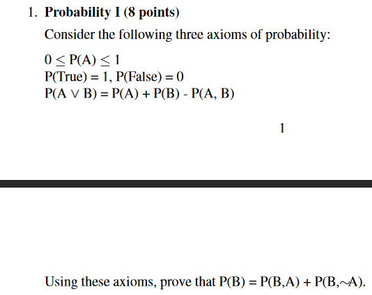 Solved 1. Probability I (8 points) Consider the following | Chegg.com