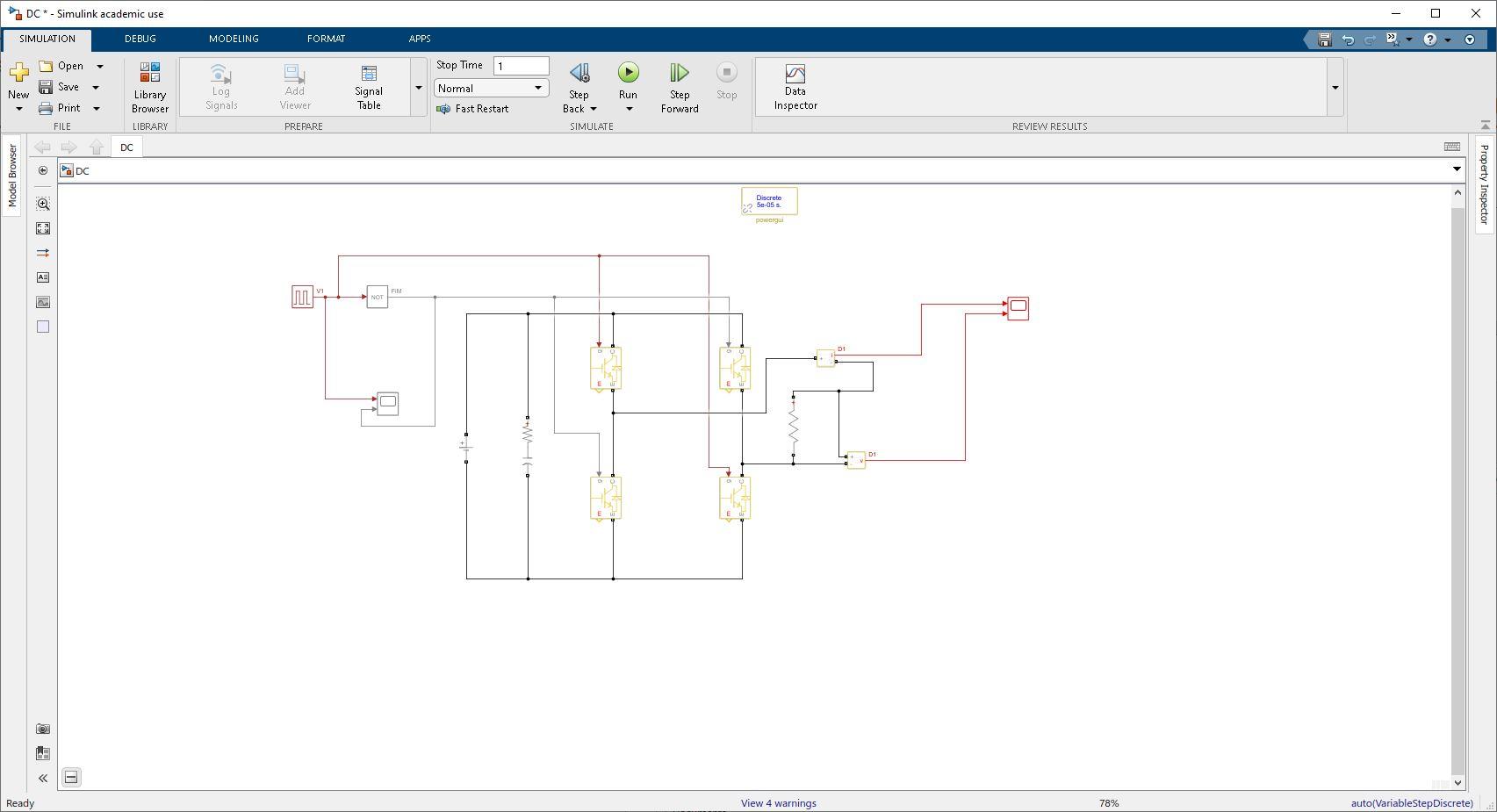 DC to AC Invertor Matlab Simulink Only R(in)=0.1 | Chegg.com