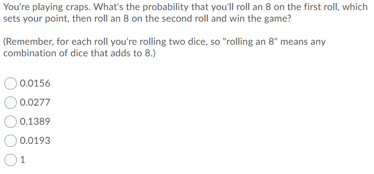 Craps field probability games