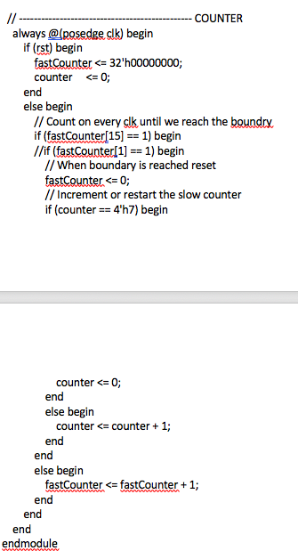 Solved COUNTER always @(posedge clk) begin if (rst) begin