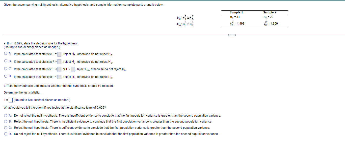 Solved Given the accompanying null hypothesis, alternative | Chegg.com