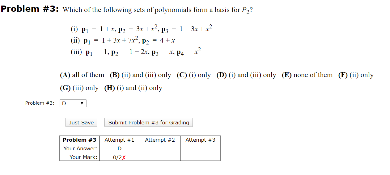 Solved Problem #3: Which of the following sets of | Chegg.com