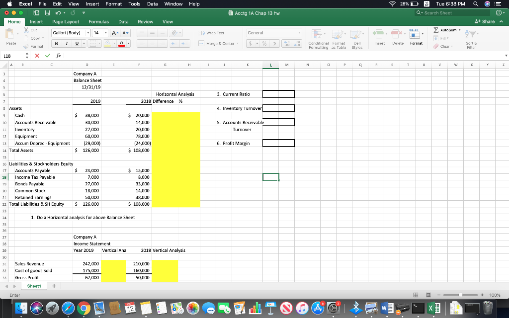 Solved Excel File Edit View Insert Format Tools Data Window | Chegg.com