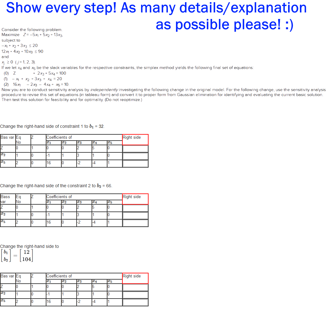 Solved LINEAR PROGRAMMING Simplex Method/Tableau --> | Chegg.com