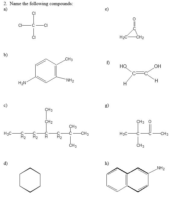 Solved 2. Name the following compounds: It C— C— CI - | Chegg.com