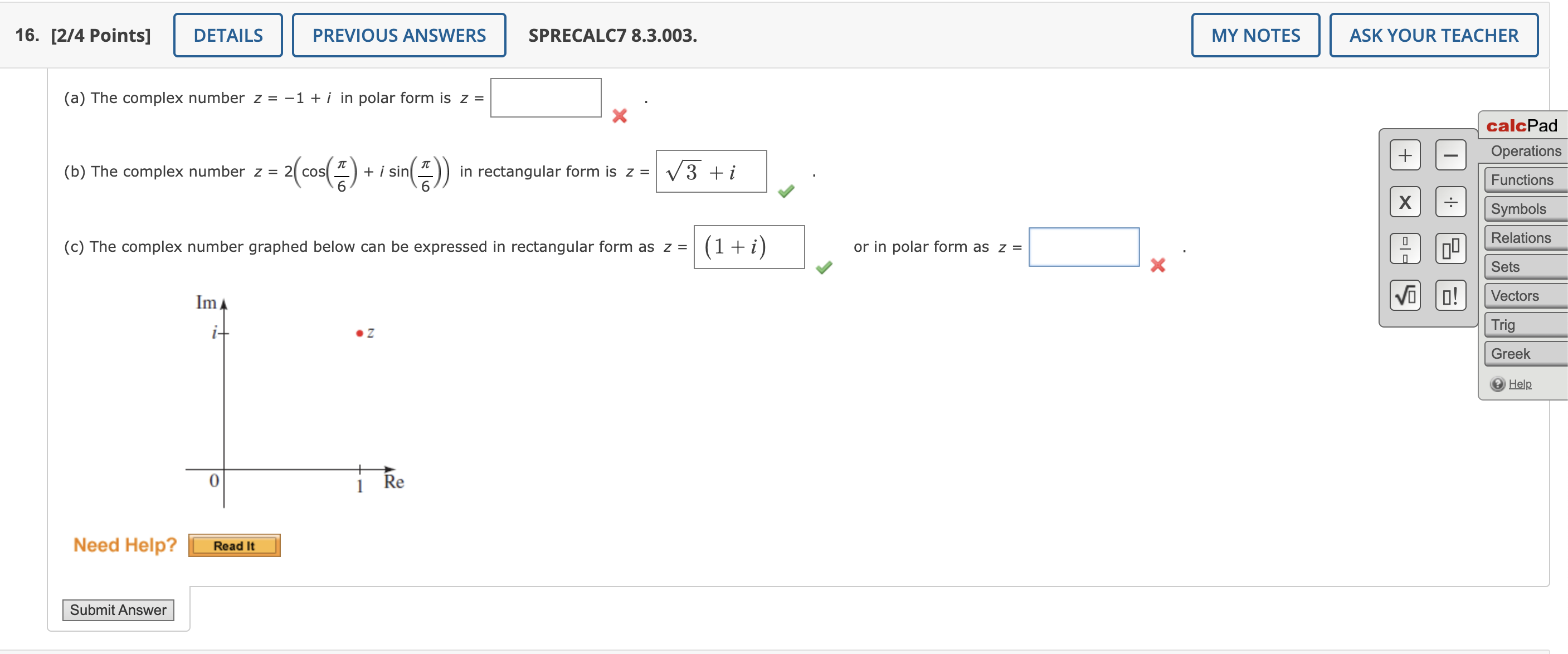 Solved Rnvrite The Complex Number In Polar Form With 7243