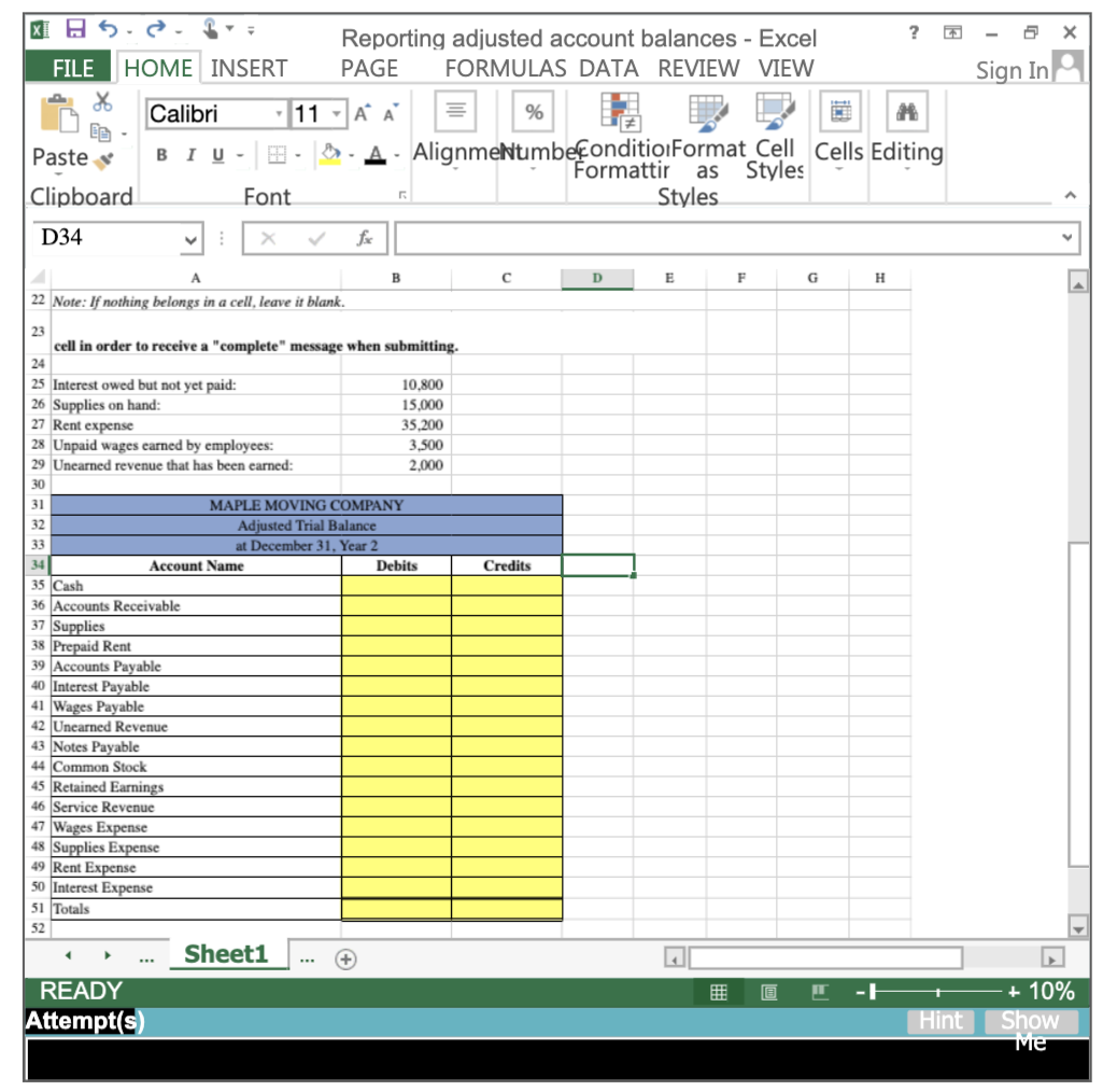 Solved XIA ? Х Reporting adjusted account balances - Excel | Chegg.com