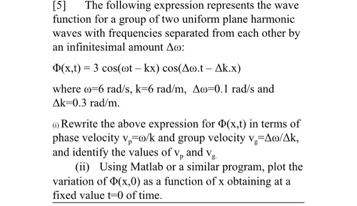 [5] The following expression represents the wave | Chegg.com